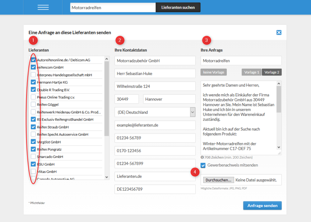 Die Mehrfachanfrage von Lieferanten.de