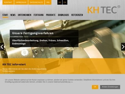 Website von K + H Armaturen GmbH
