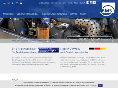 Website von BMS Bau-Maschinen-Service AG