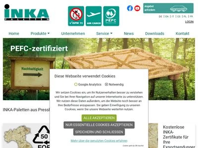 Website von INKA Paletten GmbH