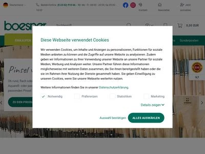 Website von Boesner Versandservice GmbH