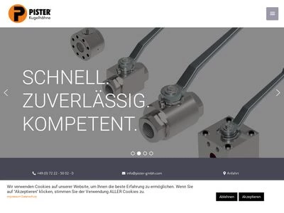 Website von Pister Kugelhähne GmbH