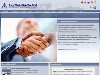 Website von Pape & Olbertz Schaltgeräte und Widerstände GmbH