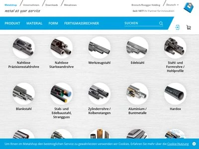 Website von Brütsch/Rüegger Metals AG