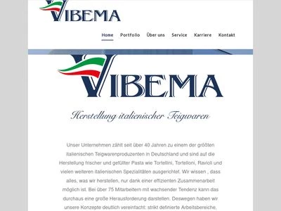 Website von Vibema Teigwaren GmbH