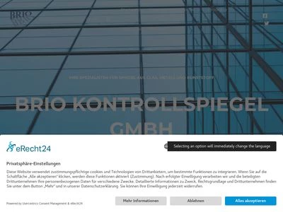 Website von Brio Kontrollspiegel GmbH