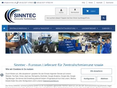 Website von Sinntec Schmiersysteme GmbH