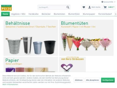 Website von Peijs Verpackungen GmbH