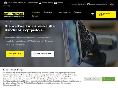 Website von SHRINKFAST Transportverpackung GmbH