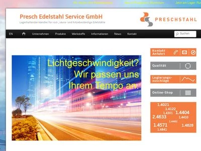 Website von Presch Edelstahl Service GmbH