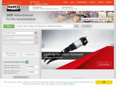 Website von Mapco Autotechnik GmbH