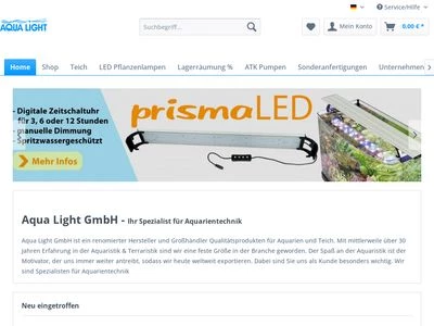 Website von Aqualight GmbH