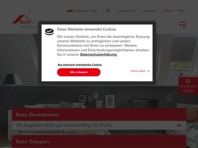 Website von Roto Dach- und Solartechnologie GmbH