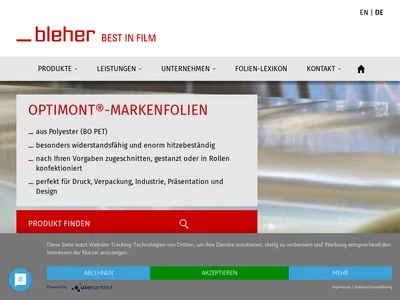 Website von Bleher Folientechnik GmbH
