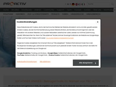 Website von PRO ACTIV Reha-Technik GmbH