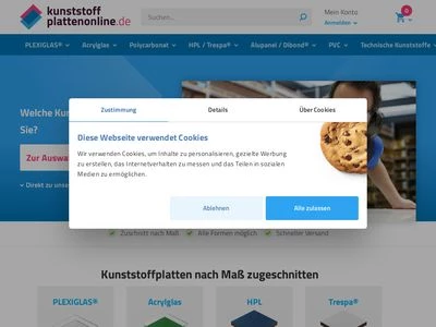 Website von Kunststoffplattenonline GmbH
