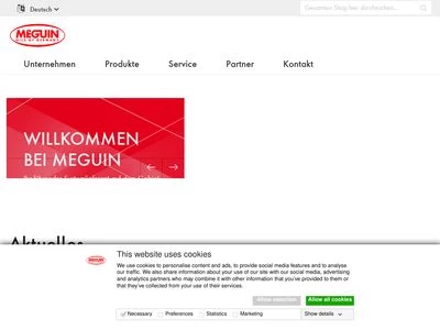 Website von Meguin GmbH & Co.KG Mineraloelwerke