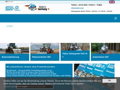 Website von Stehr Baumaschinen GmbH