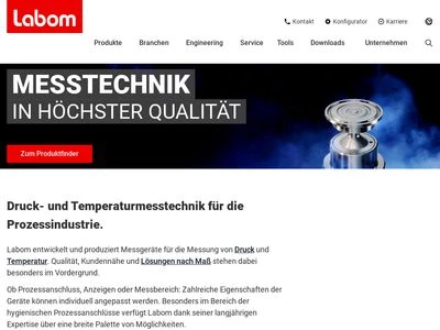 Website von LABOM Mess- und Regeltechnik GmbH
