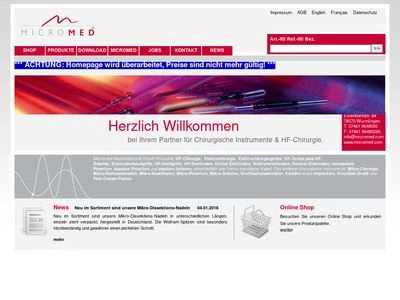 Website von Micromed Medizintechnik GmbH