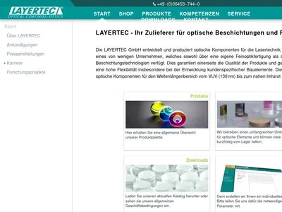 Website von LAYERTEC GmbH