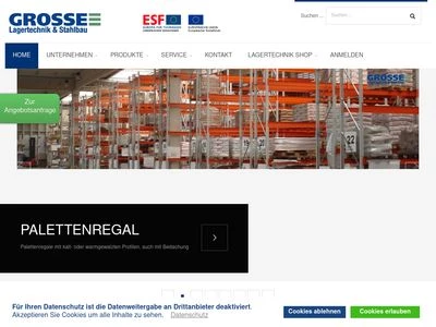 Website von Grosse Lagertechnik GmbH und Co. KG