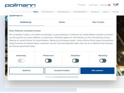Website von Pollmann International GmbH