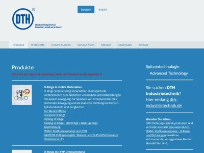 Website von DTH Dichtungstechnik GmbH