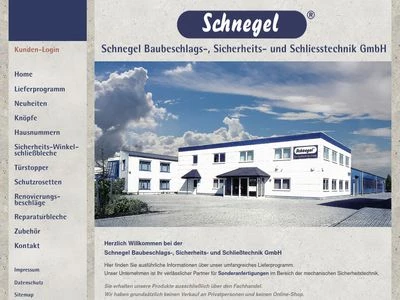 Website von Schnegel Baubeschlags-, Sicherheits- und Schließtechnik GmbH