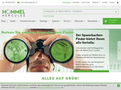 Website von Hommel Hercules Werkzeughandel GmbH & Co. KG