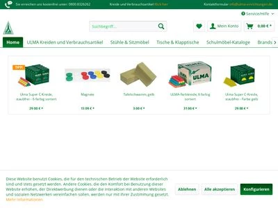 Website von Ulma Schul- und Objekteinrichtungen