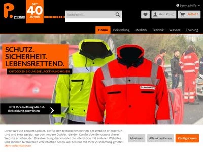 Website von PFITZNER Rettungsausrüstung GmbH