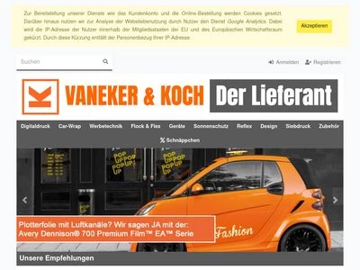 Website von Vaneker & Koch GmbH