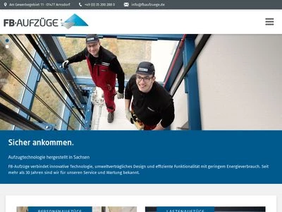 Website von FB AUFZÜGE GmbH & Co. KG