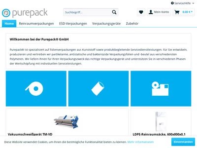 Website von Purepack GmbH