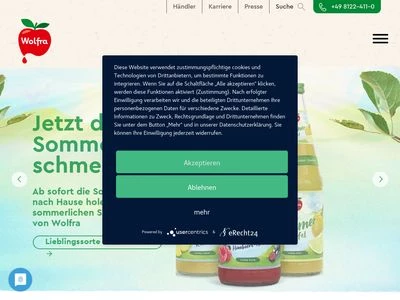 Website von Wolfra Bayrische Natursaft Kelterei GmbH