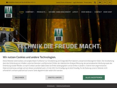 Website von HSM Hohenloher Spezial-Maschinenbau GmbH & Co. KG