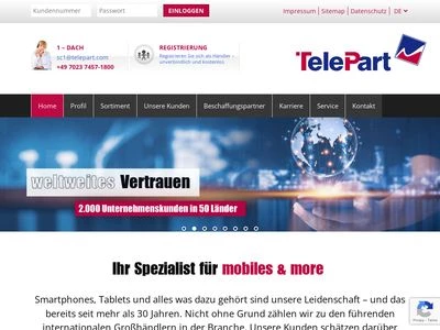 Website von TelePart Distribution GmbH