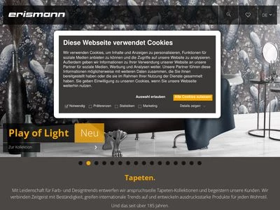 Website von Erismann & Cie. GmbH Tapetenfabrik