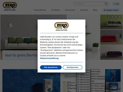 Website von ZERO-LACK GmbH & Co.KG