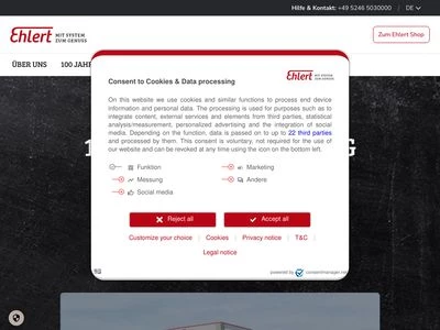 Website von Gustav Ehlert GmbH & Co. KG