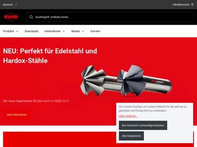 Website von RUKO GmbH Präzisionswerkzeuge