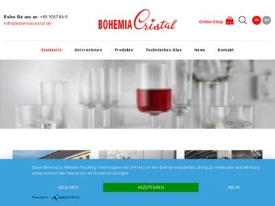 Website von Bohemia Cristal Handelsgesellschaft mbH