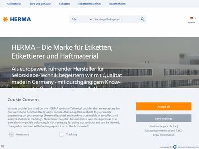 Website von HERMA GmbH