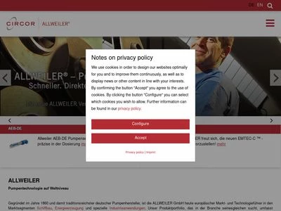 Website von ALLWEILER GmbH