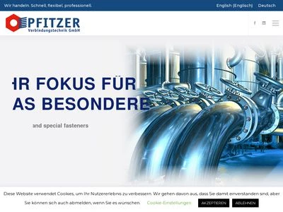 Website von PFITZER Verbindungstechnik GmbH