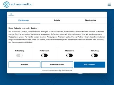 Website von schwa-medico Medizinische Apparate Vertriebsgesellschaft mbH