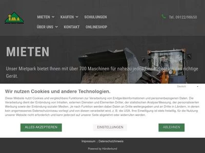 Website von IMA Industriemaschinen und Geräte GmbH