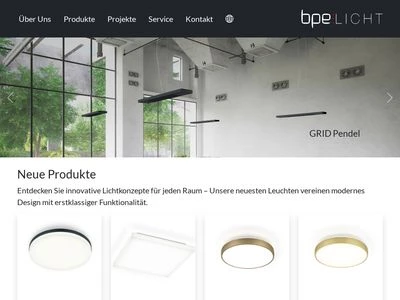 Website von bpe:LICHT GmbH & Co.KG