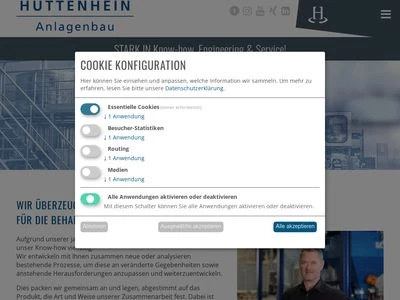 Website von Hüttenhein GmbH & Co. KG Anlagenbau